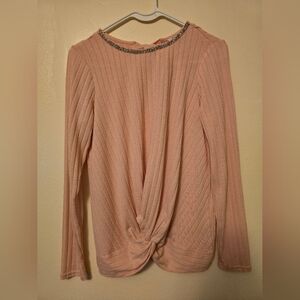Juicy Couture Pink Ribbed Tie Front Blouse